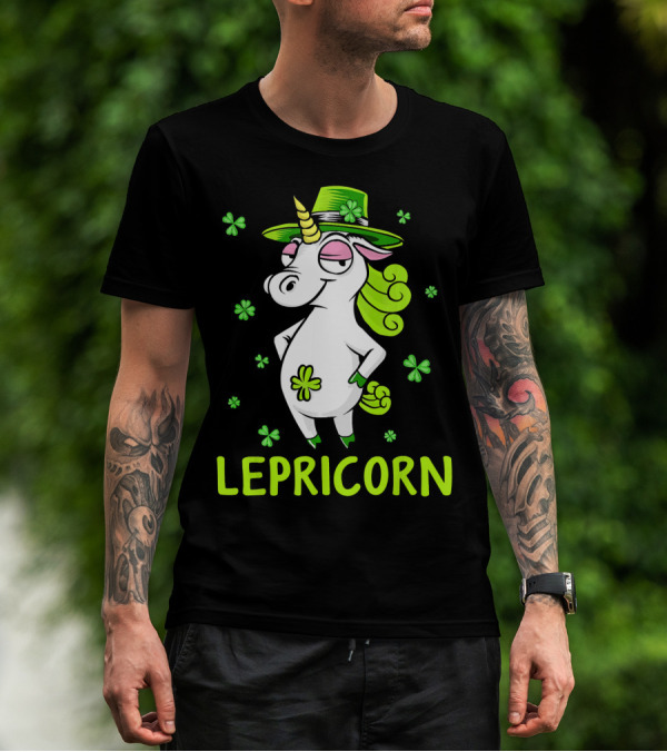 Lepricorn Leprechaun Unicorn St Pat Clover Hat T-Shirt