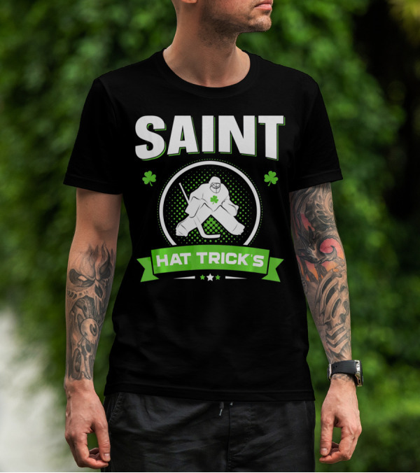 SAINT HAT TRICK'S Hockey Shamrock Irish St Patricks T-Shirt