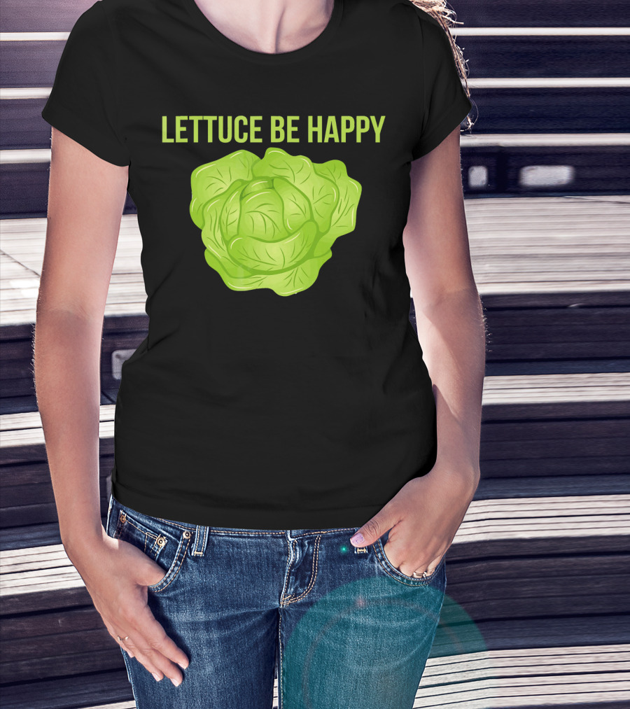 Lettuce Be Happy Funny Vegetarian T-Shirt