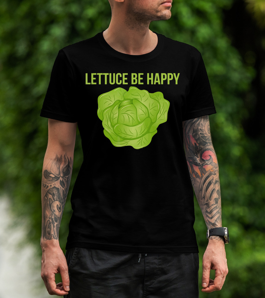 Lettuce Be Happy Funny Vegetarian T-Shirt