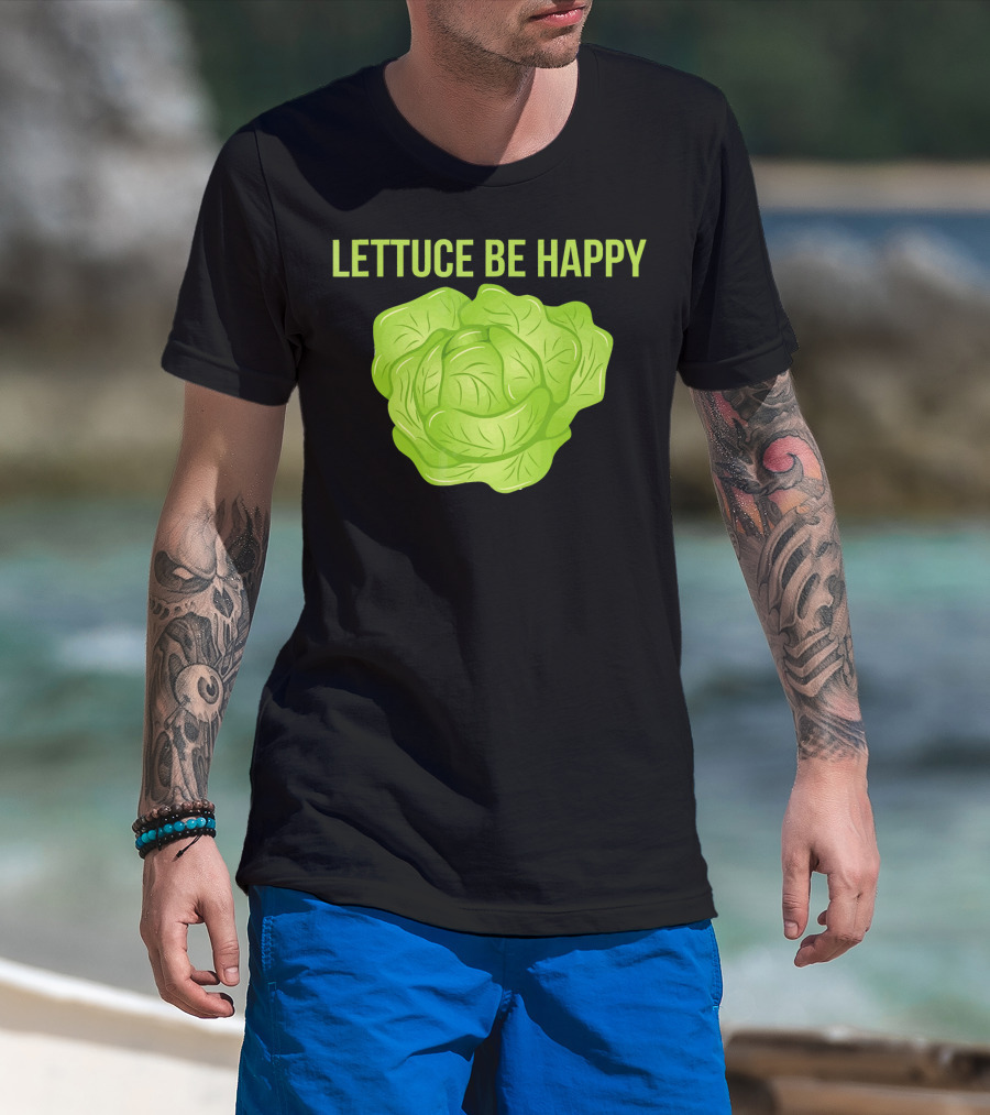 Lettuce Be Happy Funny Vegetarian T-Shirt