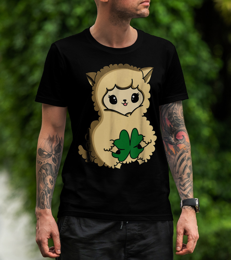 Cute Funny Irish Clover Llama For St. Patrick's Day T-Shirt