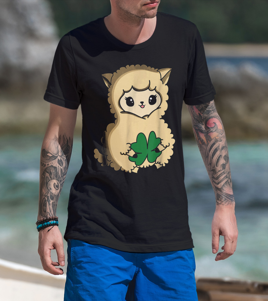 Cute Funny Irish Clover Llama For St. Patrick's Day T-Shirt