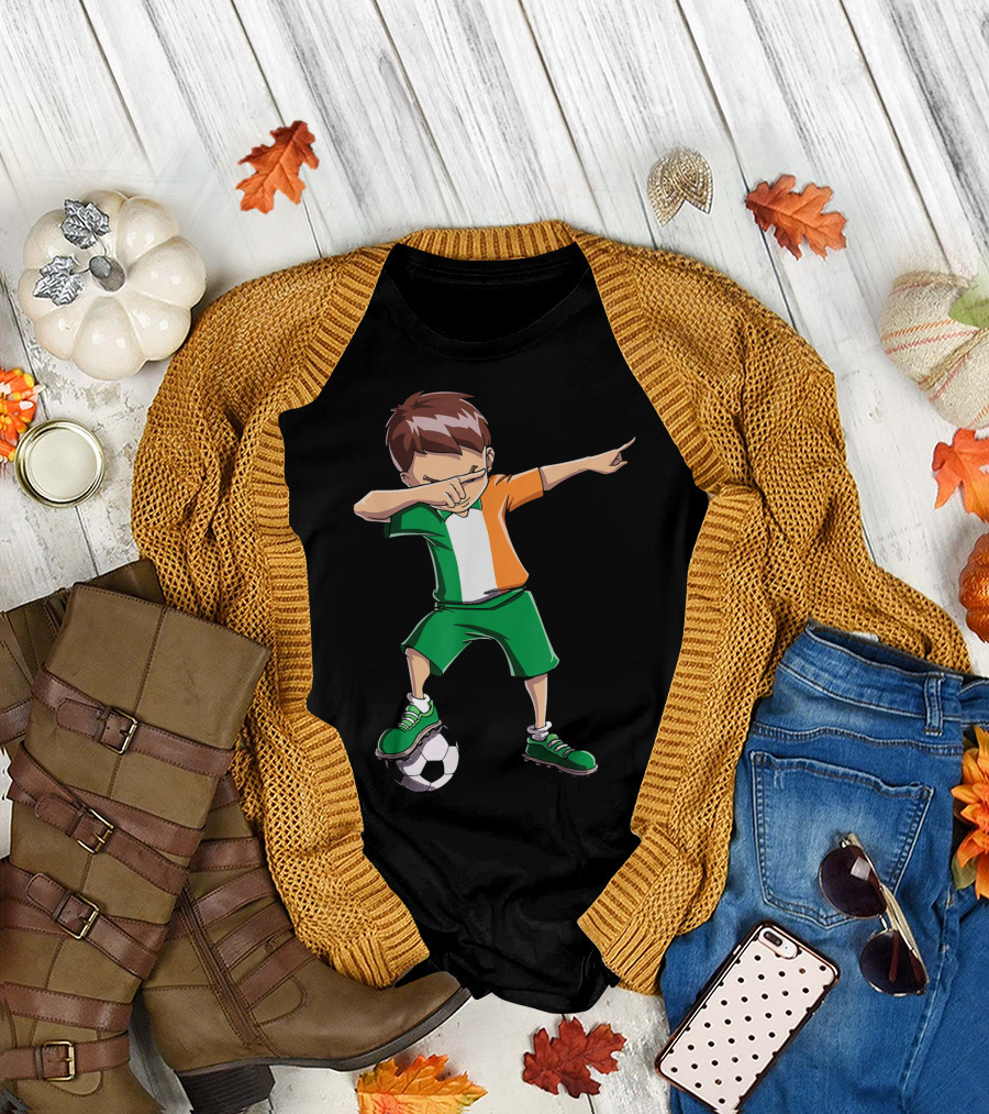 Ireland Soccer Dabbing Boy Football Player T-Shirt