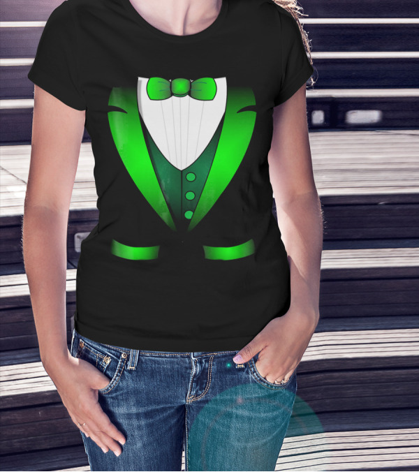 Irish St Patricks Day Leprechaun Green Tuxedo Bowtie T-Shirt
