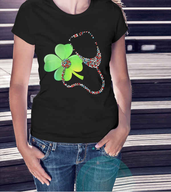 Shamrock Saint Patrick's Day Nurse Stethoscope Emoji Icons T-Shirt