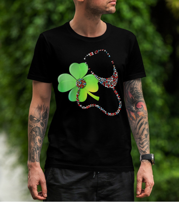 Shamrock Saint Patrick's Day Nurse Stethoscope Emoji Icons T-Shirt