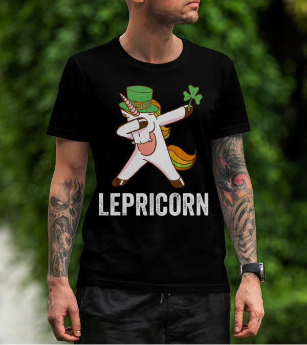 Irish Leprechaun Unicorn Dabbing Lepricorn Shamrock T-Shirt