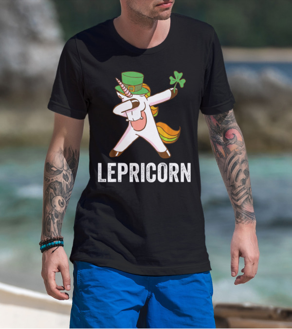 Irish Leprechaun Unicorn Dabbing Lepricorn Shamrock T-Shirt