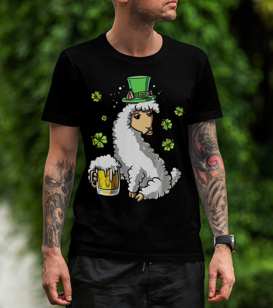 Leprechaun Sheep With Beer And Shamrocks T-Shirt