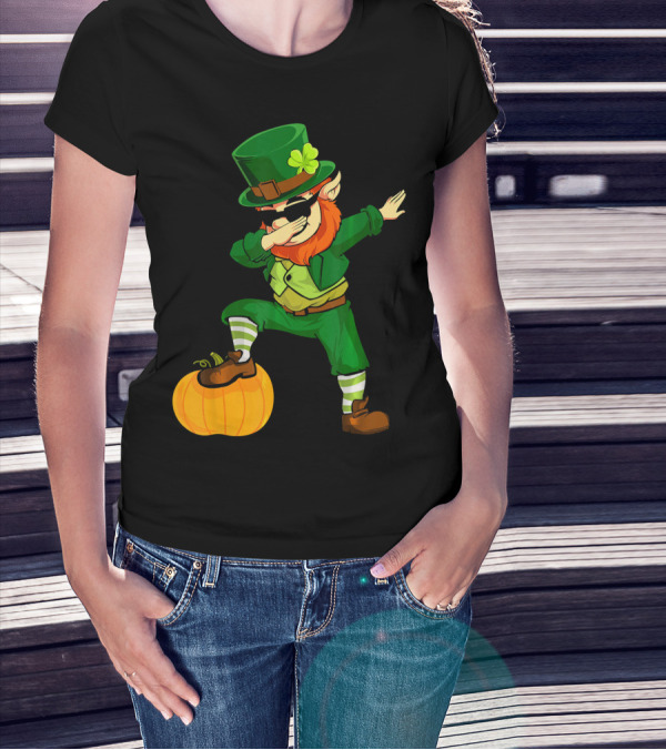 Thanksgiving Leprechaun Dabbing With Pumpkin T-Shirt