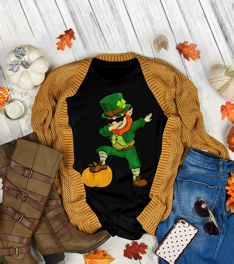 Thanksgiving Leprechaun Dabbing with Pumpkin T-Shirt