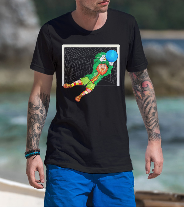 Football Soccer Keeper Leprechaun St Patrick's Goal Save T-Shirt