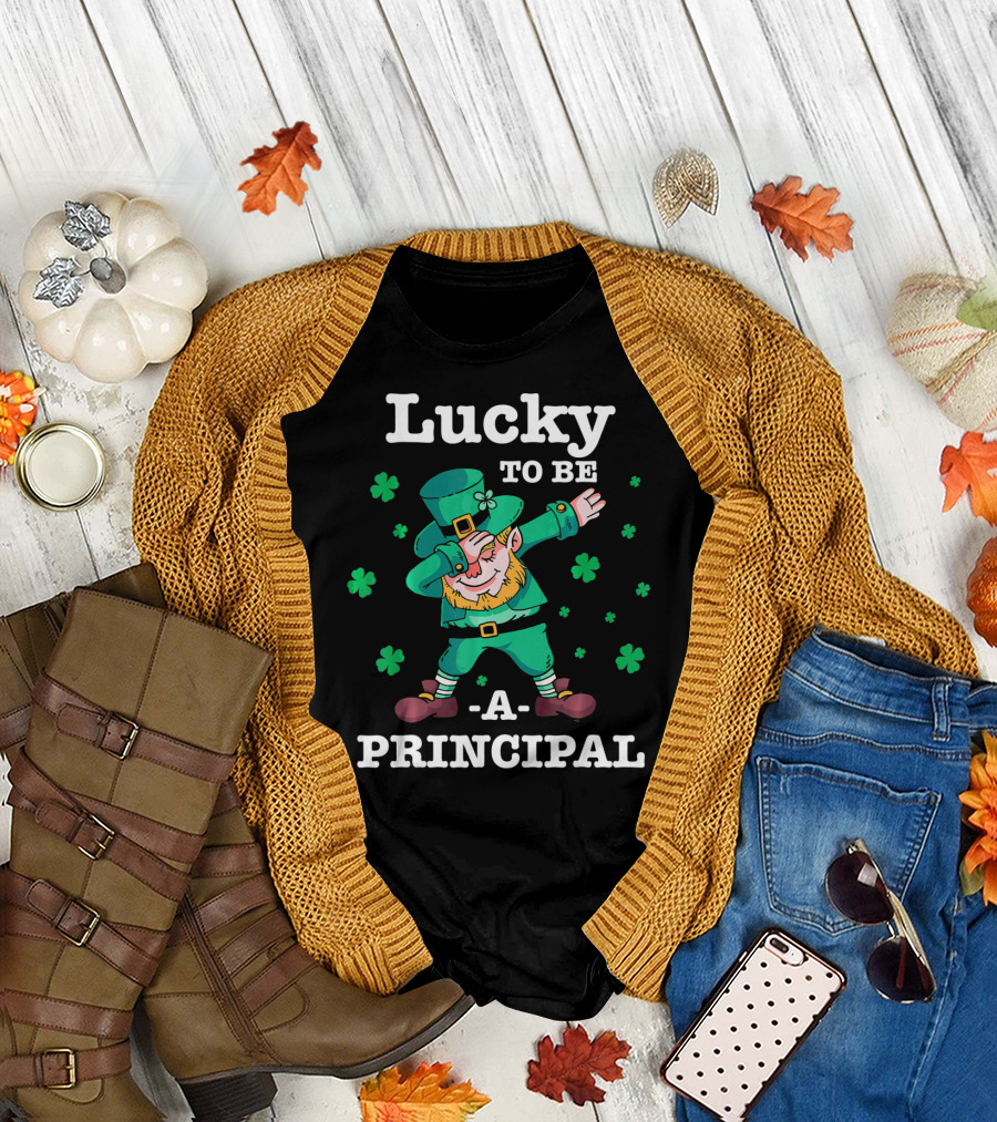 Lucky To Be A Principal St Patricks Day Dabbing Leprechaun T-Shirt