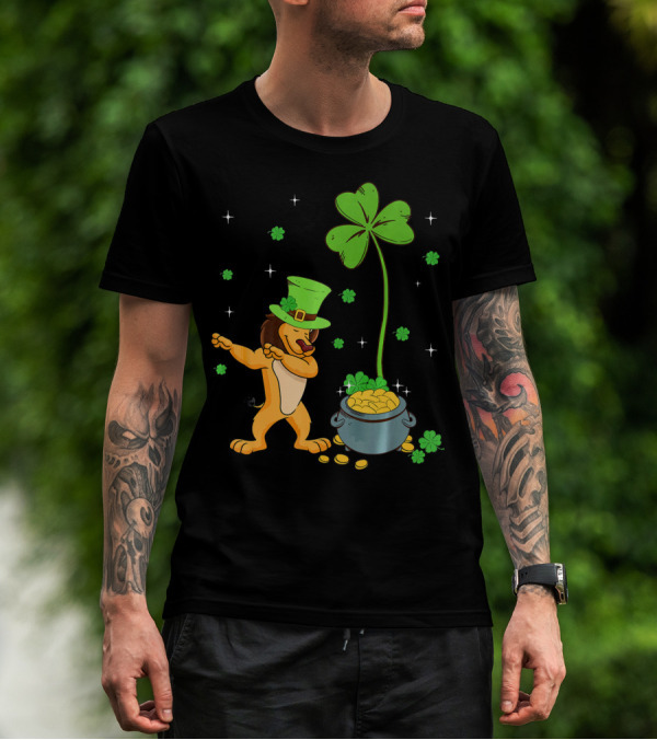 Shamrock Leprechaun Lion Pot Of Gold Clover Dance T-Shirt
