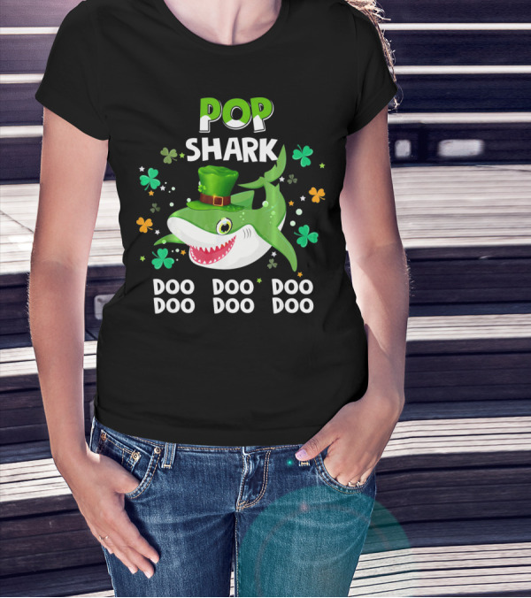 POP SHARK St. Patrick Day Doo Doo Doo Shamrock T-Shirt