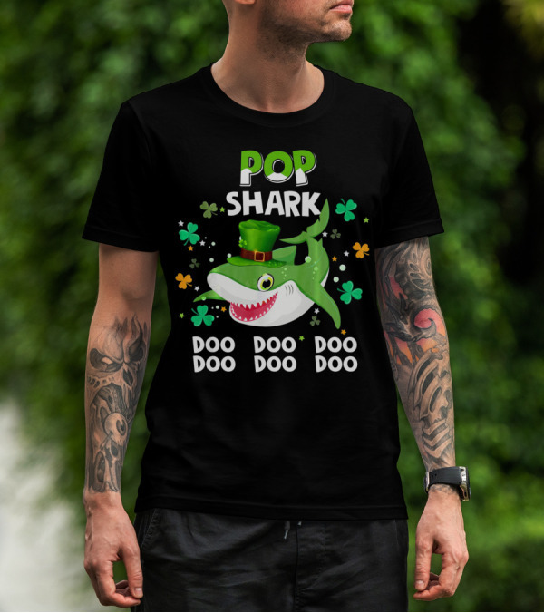 POP SHARK St. Patrick Day Doo Doo Doo Shamrock T-Shirt