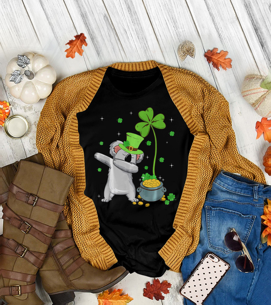 Shamrock Leprechaun Koala Pot of Gold St Patricks T-Shirt