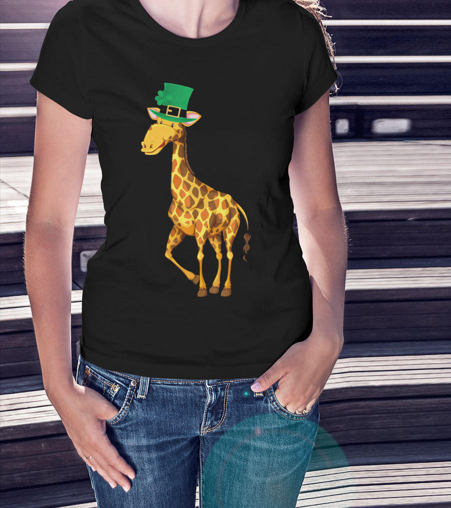 Lucky Leprechaun Cute Giraffe T-Shirt