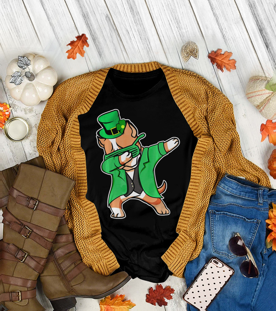 Dabbing Pitbull Leprechaun St. Patrick's Day T-Shirt