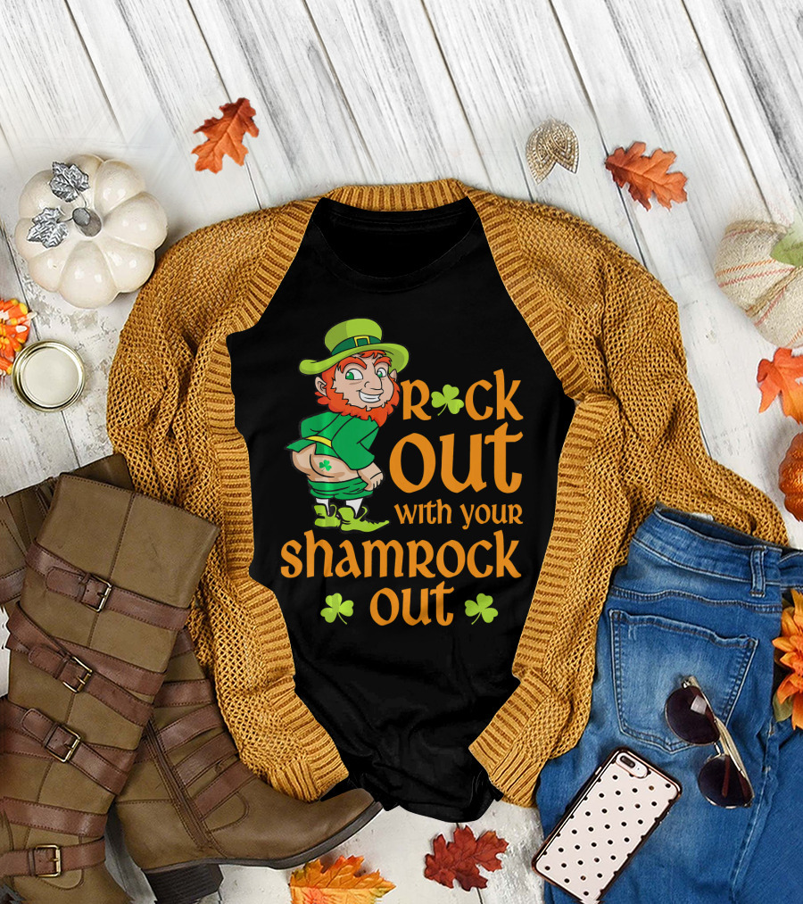 St Patricks Day Rock Out with Your Shamrock Out T-Shirt