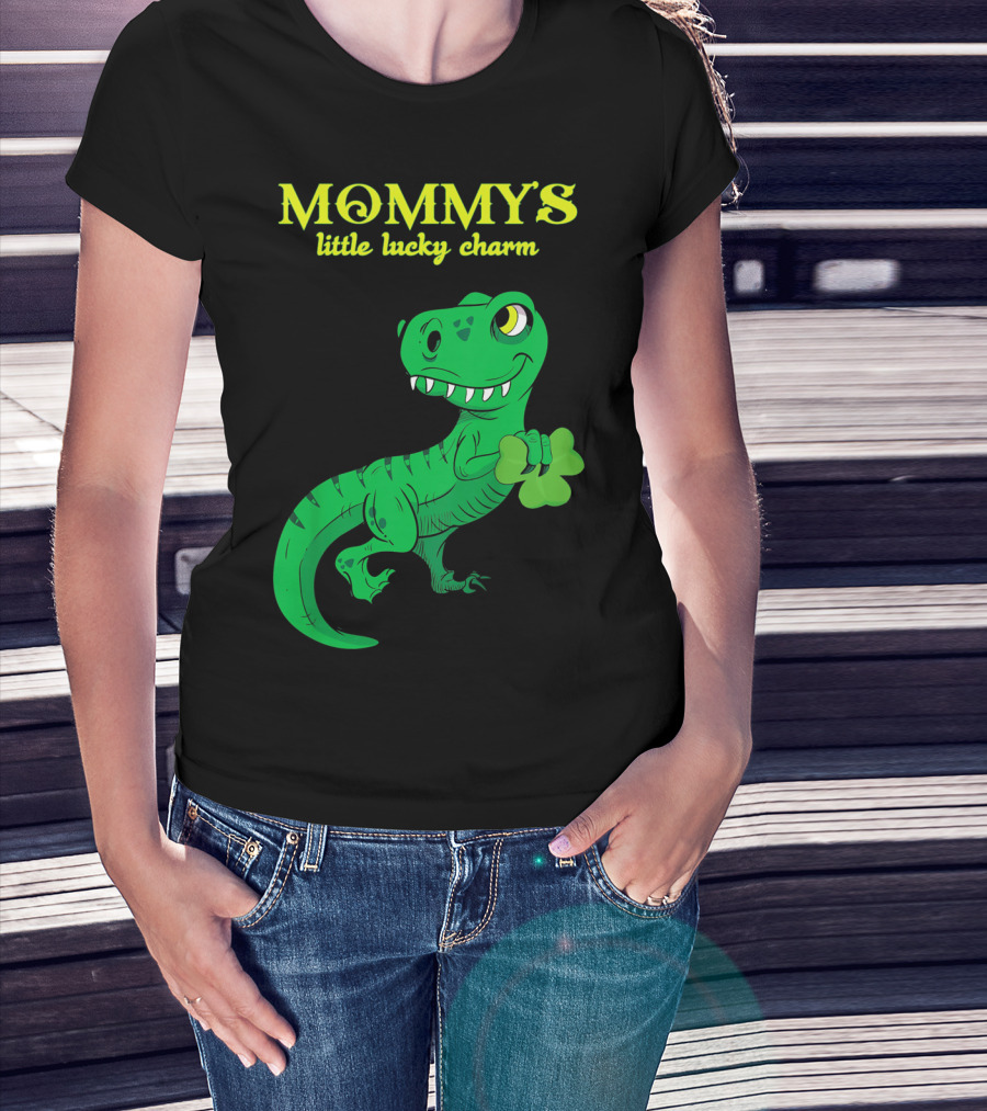 Mommy's Little Lucky Charm Dinosaur Kids St Patrick's Day T-Shirt