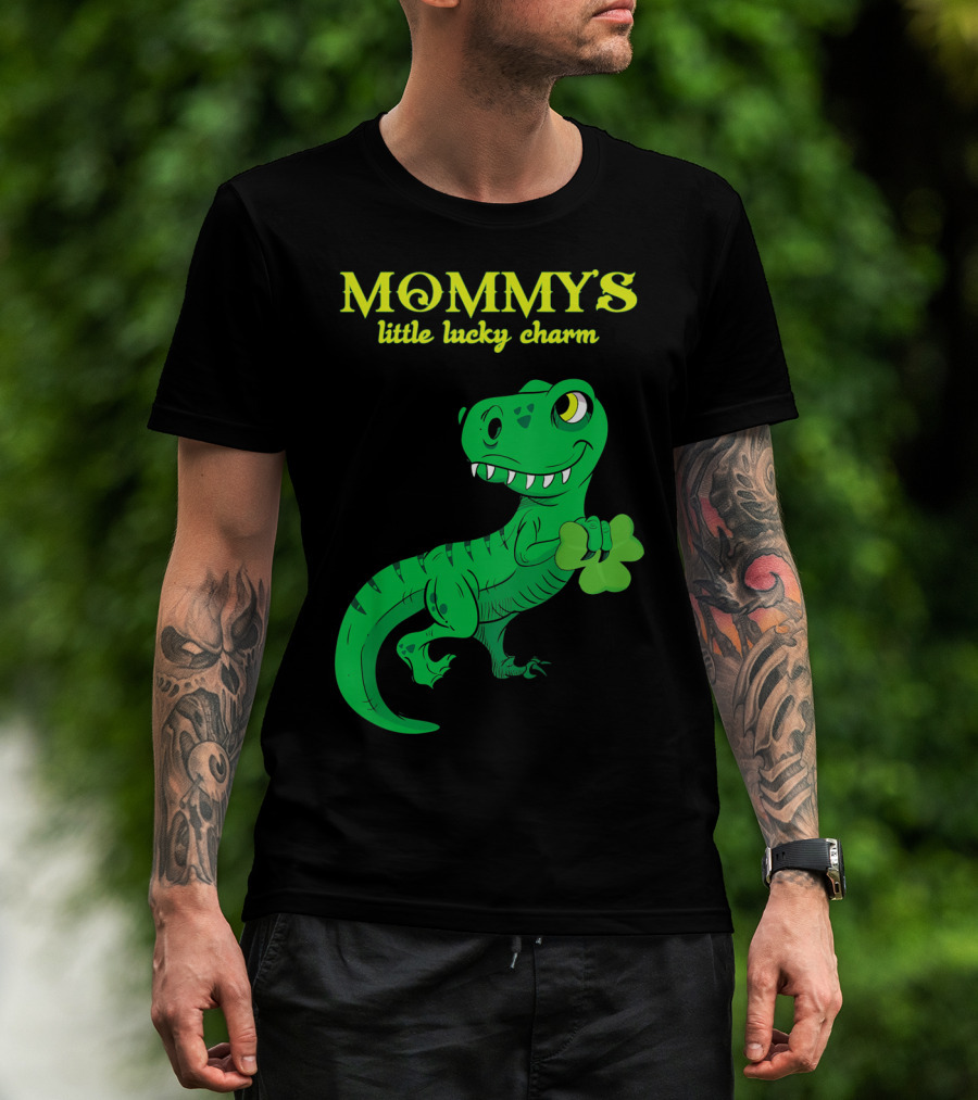 Mommy's Little Lucky Charm Dinosaur Kids St Patrick's Day T-Shirt