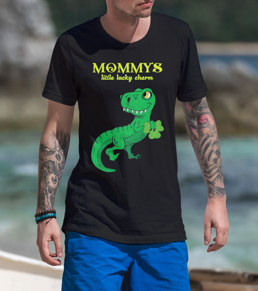 Mommy's Little Lucky Charm Dinosaur Kids St Patrick's Day T-Shirt