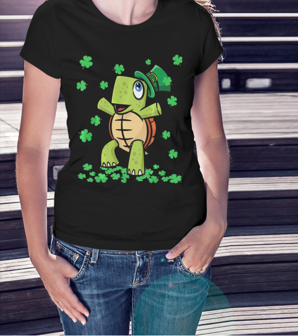 St Patricks Day Irish American Turtle Leprechaun Shamrock T-Shirt