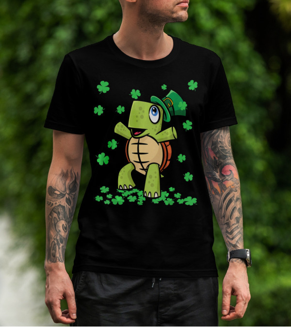St Patricks Day Irish American Turtle Leprechaun Shamrock T-Shirt