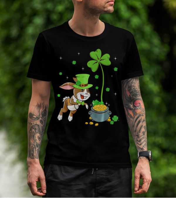 Shamrock Leprechaun Hare Lucky Clover Treasure T-Shirt