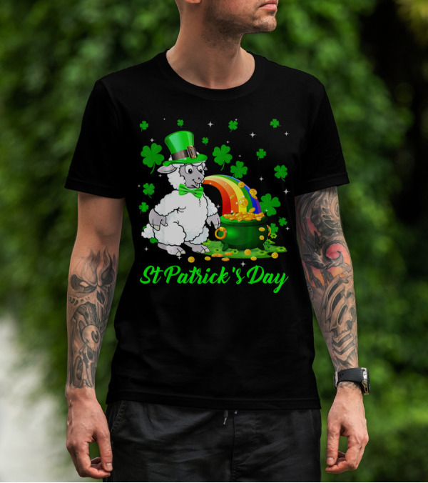 St Patrick's Day Leprechaun Sheep Shamrock Rainbow Pot Of Gold T-Shirt