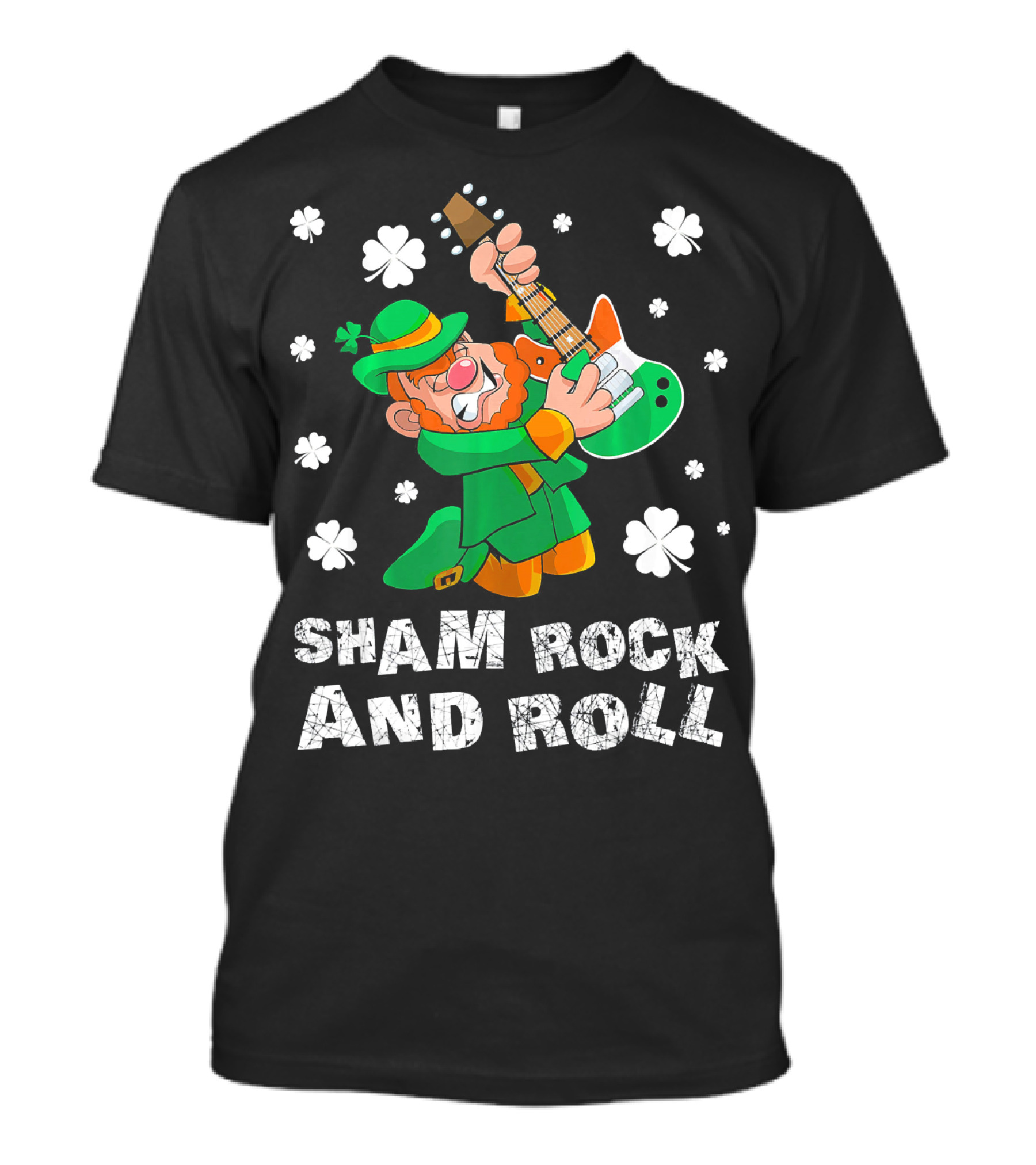 Sham Rock And Roll Leprechaun Playing Guitarist St Patricks Clover T-Shirt