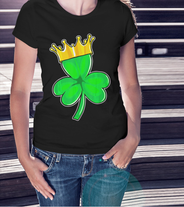 Four Leaf Clover King With Crown Of Luck T-Shirt