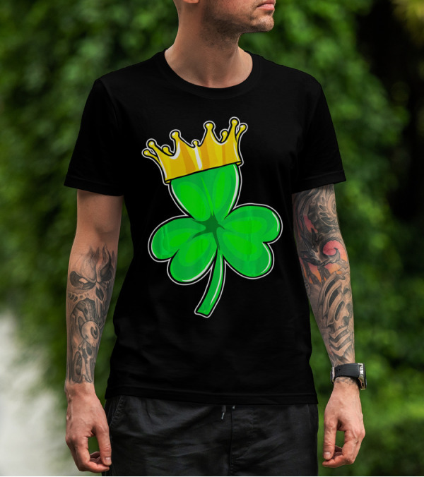 Four Leaf Clover King With Crown Of Luck T-Shirt