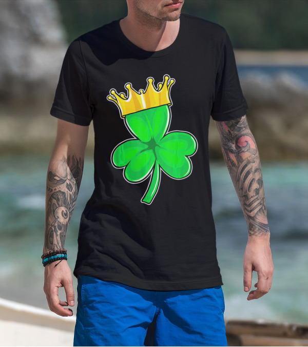 Four Leaf Clover King With Crown Of Luck T-Shirt