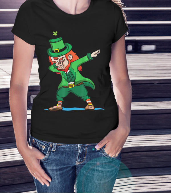 Saint Patricks Day Leprechaun Dabbing Clover Iconic Festive Green T-Shirt