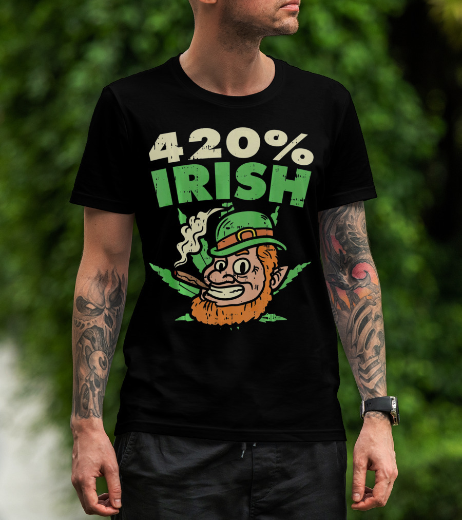 Funny St Patricks Day 420% Irish Weed Smoking Leprechaun T-Shirt