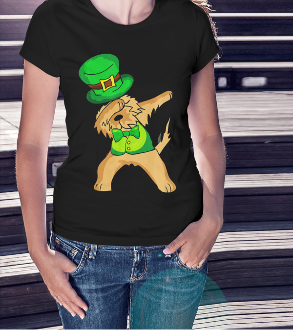 Dabbing Leprechaun Kids Irish Terrier St. Patrick's Day Dog Bow Tie T-Shirt