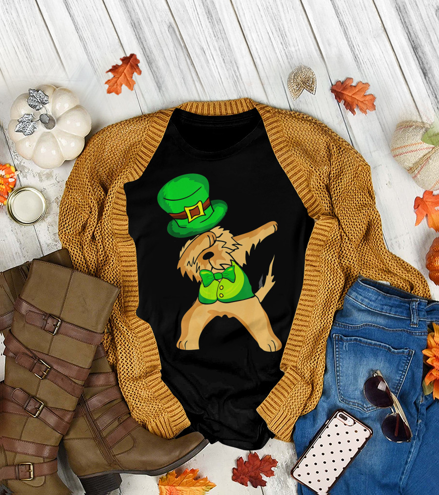 Dabbing Leprechaun Kids Irish Terrier St. Patrick's Day Dog Bow Tie T-Shirt