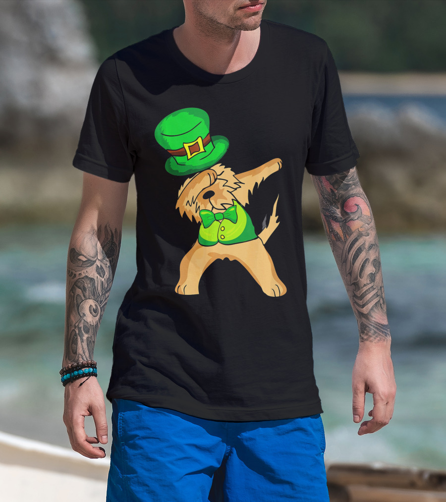 Dabbing Leprechaun Kids Irish Terrier St. Patrick's Day Dog Bow Tie T-Shirt