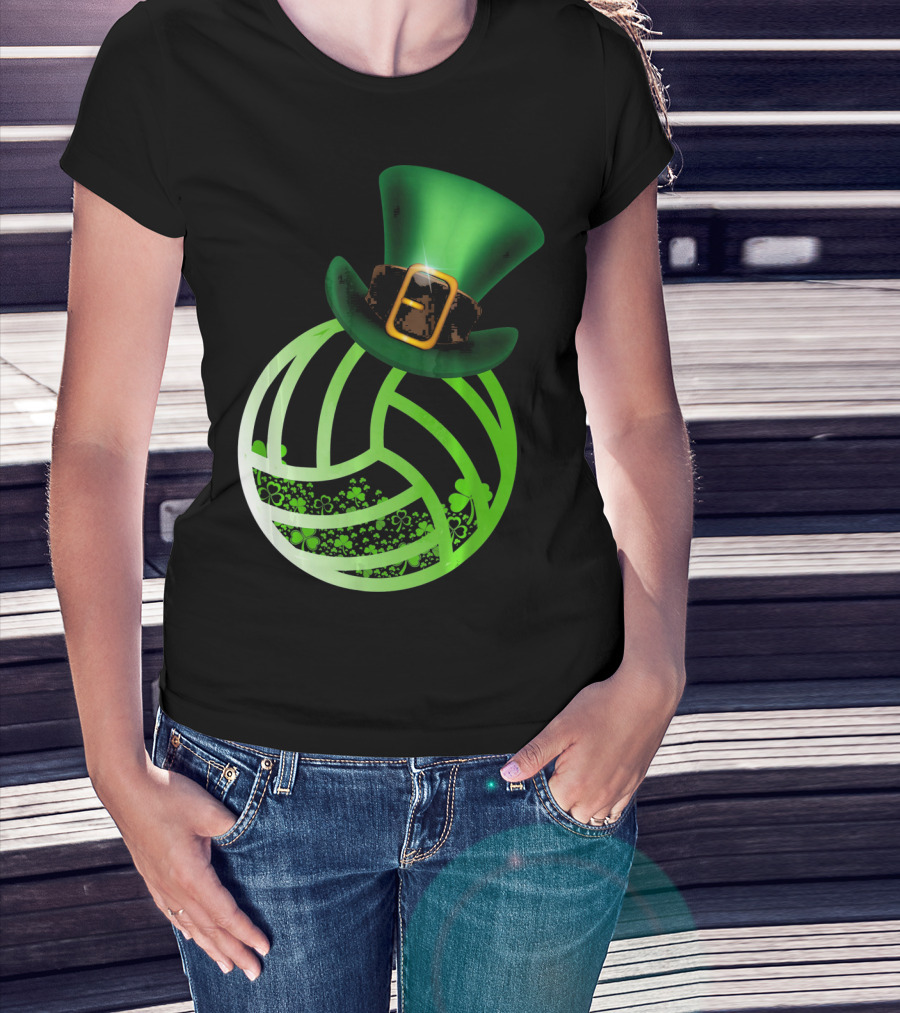 Shamrock Volleyball Leprechaun St Patrick's Green Hat T-Shirt