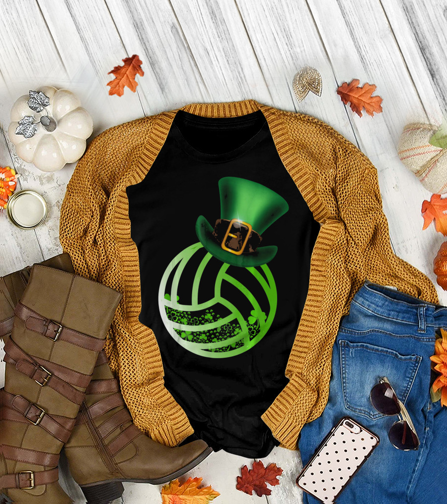 Shamrock Volleyball Leprechaun St Patrick's Green Hat T-Shirt