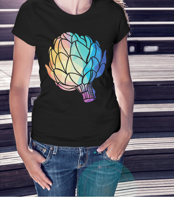 Low Poly Artichoke Vegetarian Rainbow Geometric T-Shirt