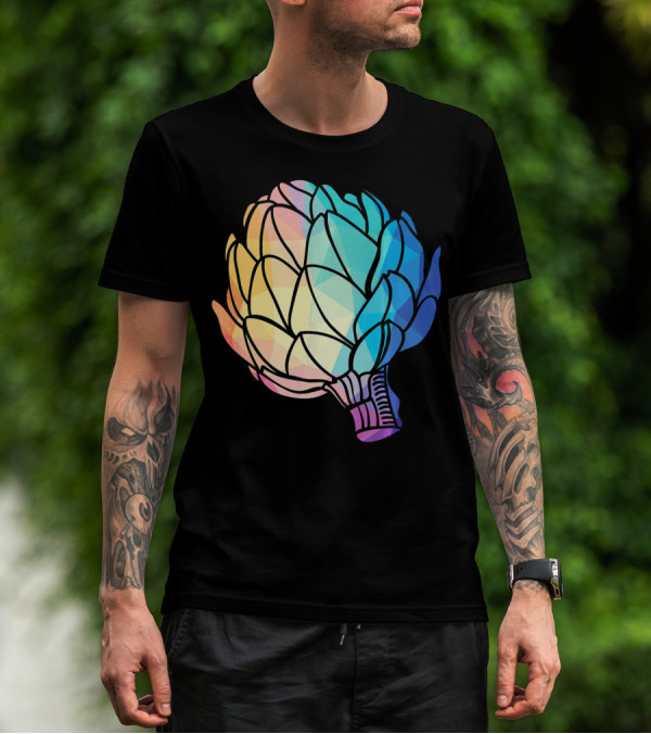 Low Poly Artichoke Vegetarian Rainbow Geometric T-Shirt