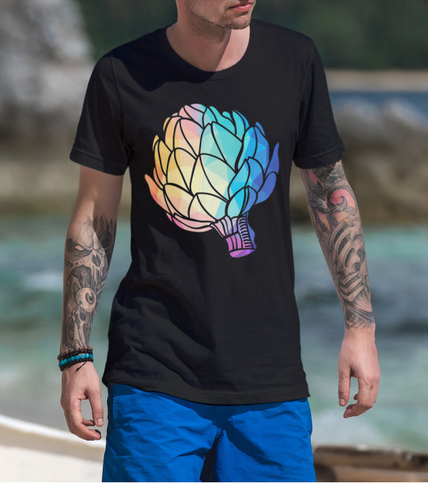 Low Poly Artichoke Vegetarian Rainbow Geometric T-Shirt