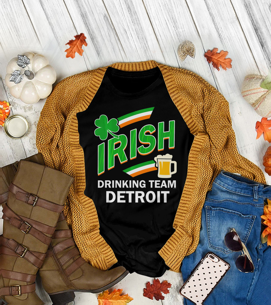 Detroit Irish Drinking Team St Patricks Clover Beer T-Shirt