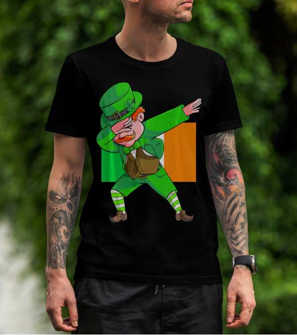 Dabbing Leprechaun Ireland Flag St. Patrick's Day Fun T-Shirt