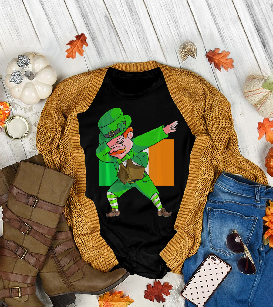 Dabbing Leprechaun Ireland Flag St. Patrick's Day Fun T-Shirt