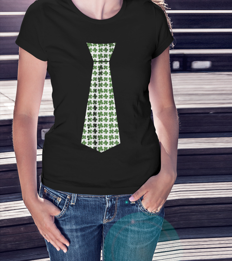 Cute Green Shamrock Necktie For St. Patrick's Day Celebrations T-Shirt